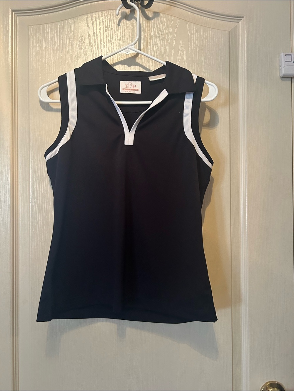 EP ProWomen's Black Sleeveless Golf top with White Trim